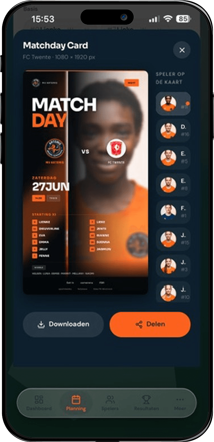Matchday social scherm in Nankaro